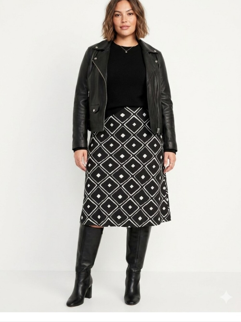 Black and White Geometric Print Skirt